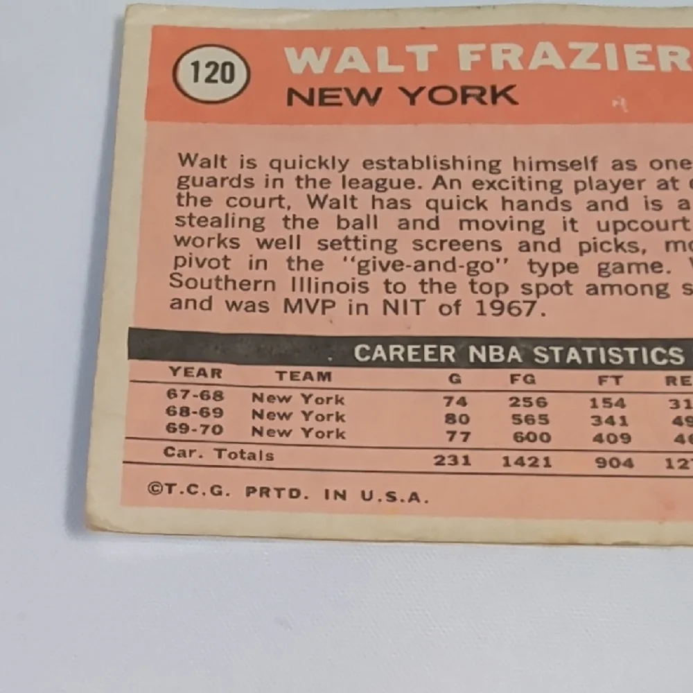 Topps Walt Frazier Basketball Card Blue White Brown - Picture 8 of 8